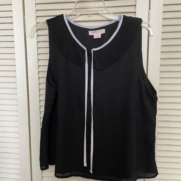 Toby & Olive Sleeveless Blouse Top Women’s XL Fully Lined Pleated Collar - Picture 10 of 12